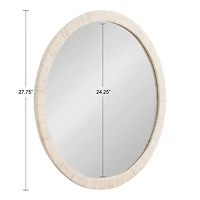 White Rattan Round Wall Mirror