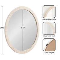 White Rattan Round Wall Mirror