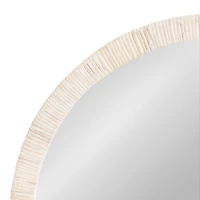 White Rattan Round Wall Mirror