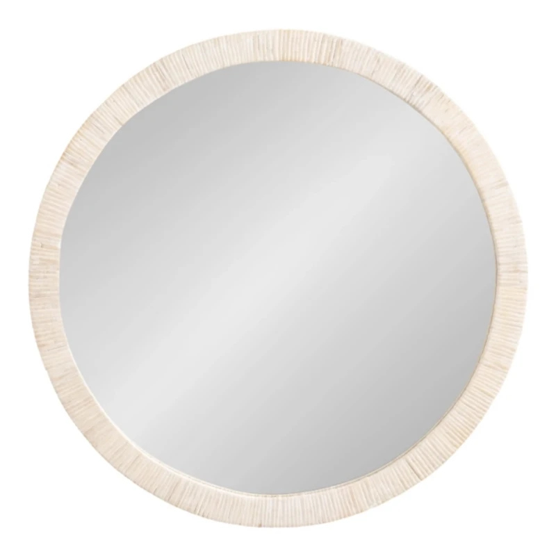 White Rattan Round Wall Mirror