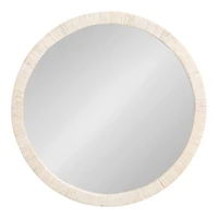 White Rattan Round Wall Mirror