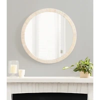 White Rattan Round Wall Mirror