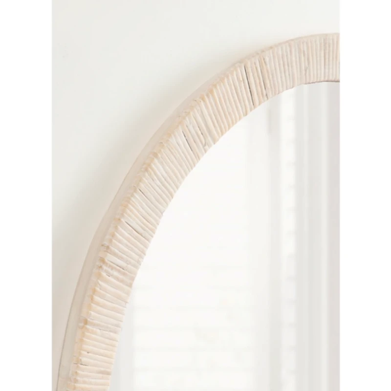 White Rattan Round Wall Mirror