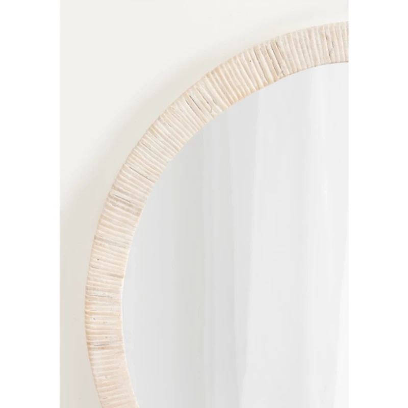 White Rattan Round Wall Mirror