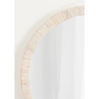 White Rattan Round Wall Mirror