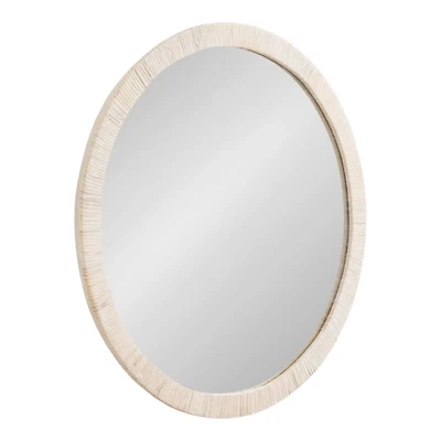 White Rattan Round Wall Mirror