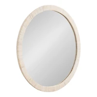 White Rattan Round Wall Mirror