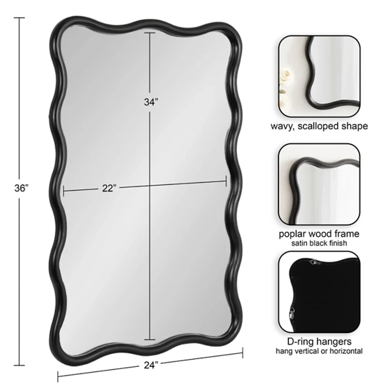 Black Scalloped Harlow Wall Mirror
