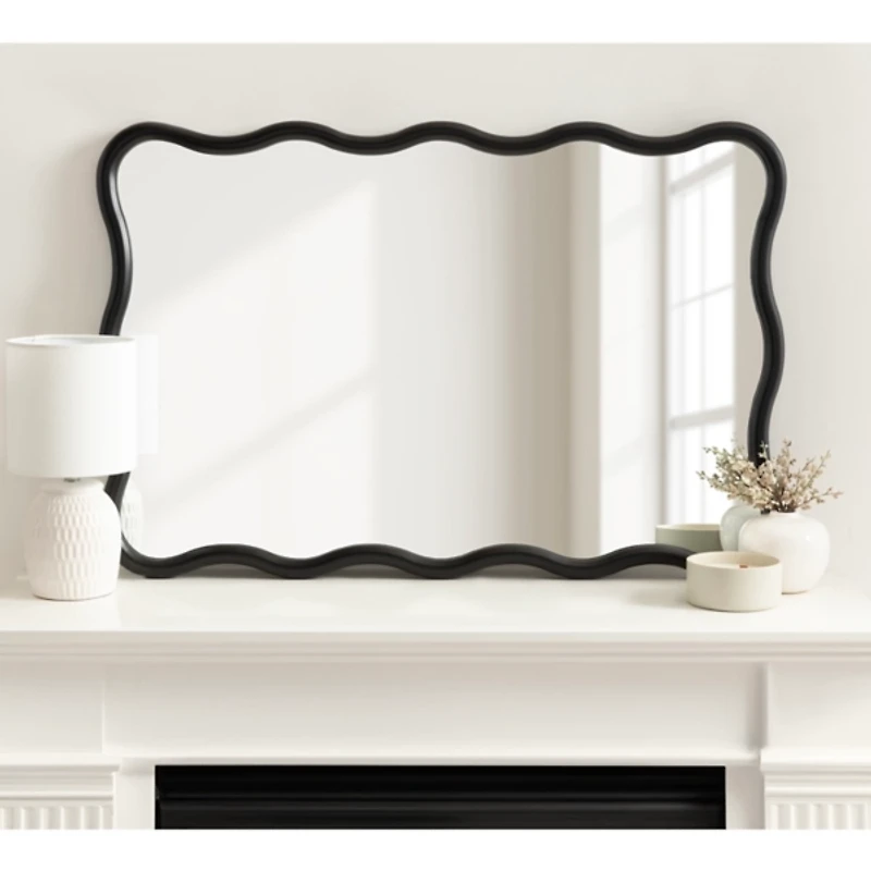 Black Scalloped Harlow Wall Mirror