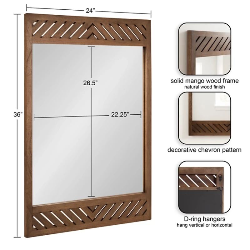 Brown Slatted Chevron Wall Mirror
