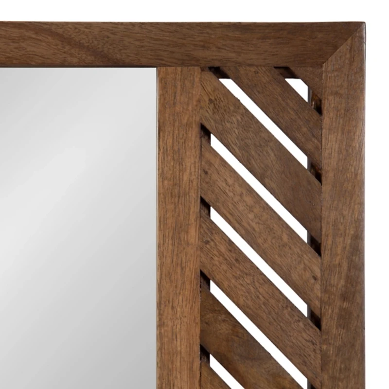 Brown Slatted Chevron Wall Mirror