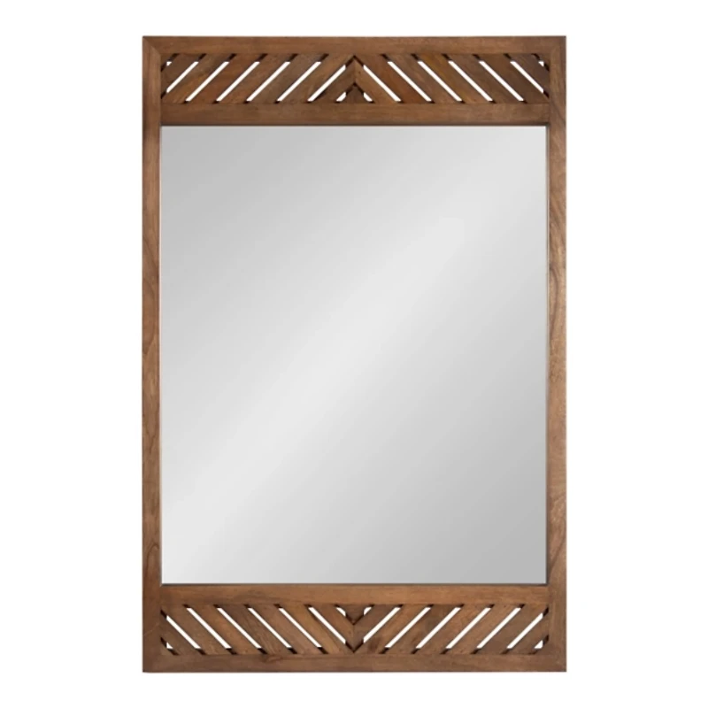 Brown Slatted Chevron Wall Mirror