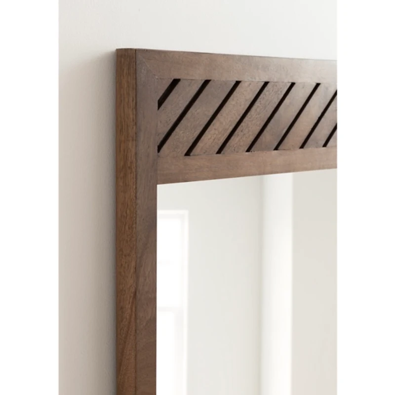 Brown Slatted Chevron Wall Mirror