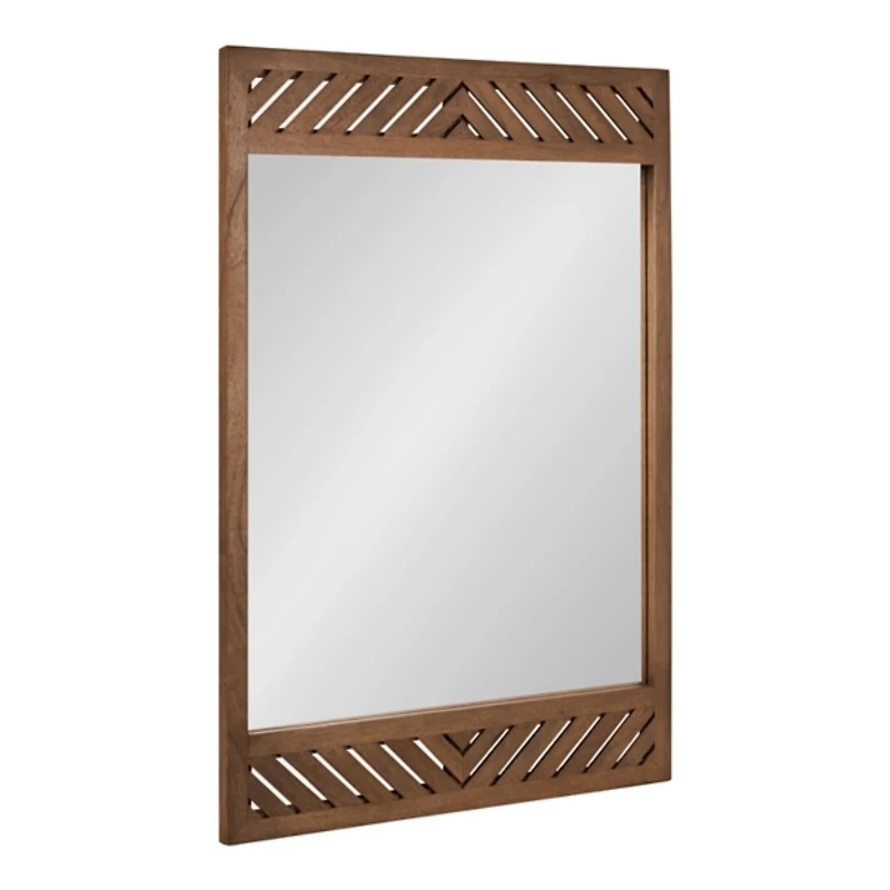 Brown Slatted Chevron Wall Mirror