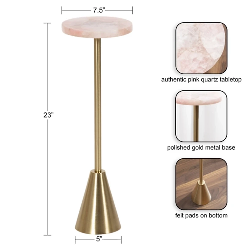 Gold and Natural Quartz Accent Table