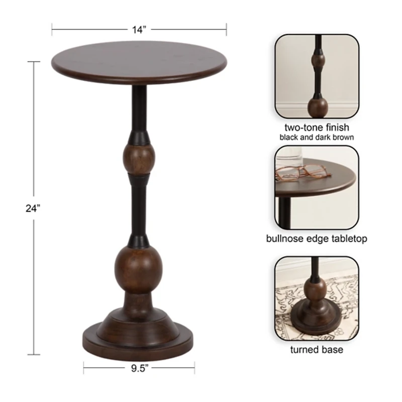 Brown Mango Wood Turned Leg Accent Table