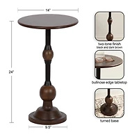 Brown Mango Wood Turned Leg Accent Table
