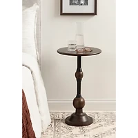 Brown Mango Wood Turned Leg Accent Table