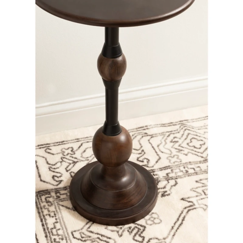 Brown Mango Wood Turned Leg Accent Table
