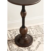 Brown Mango Wood Turned Leg Accent Table