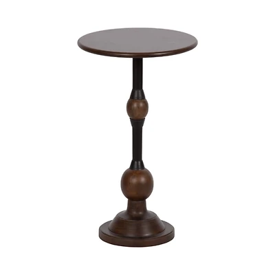 Brown Mango Wood Turned Leg Accent Table