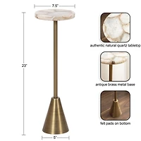 Brass and Gold Quartz Accent Table
