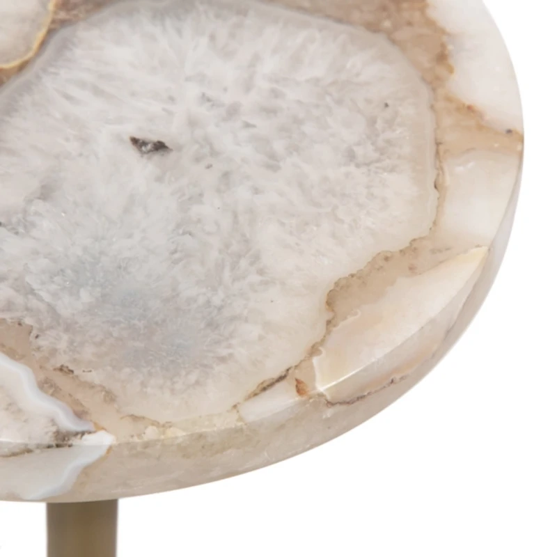 Brass and Gold Quartz Accent Table