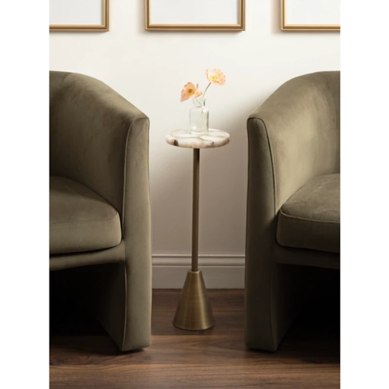 Brass and Gold Quartz Accent Table