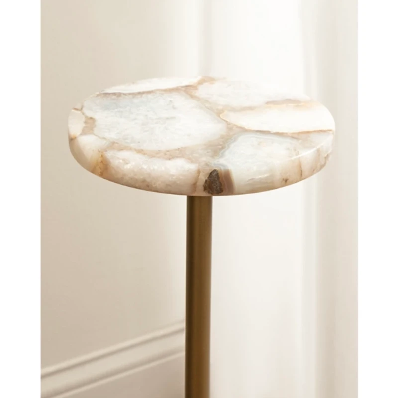 Brass and Gold Quartz Accent Table