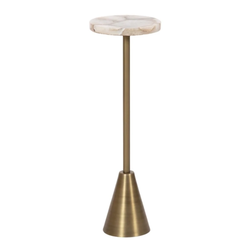 Brass and Gold Quartz Accent Table