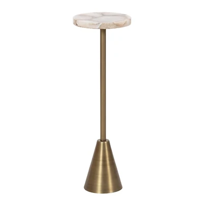 Brass and Gold Quartz Accent Table