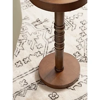 Rustic Brown Round Pine Wood Accent Table