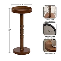 Rustic Brown Round Pine Wood Accent Table