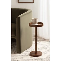 Rustic Brown Round Pine Wood Accent Table