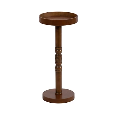 Rustic Brown Round Pine Wood Accent Table