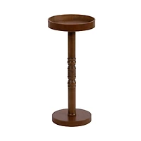 Rustic Brown Round Pine Wood Accent Table