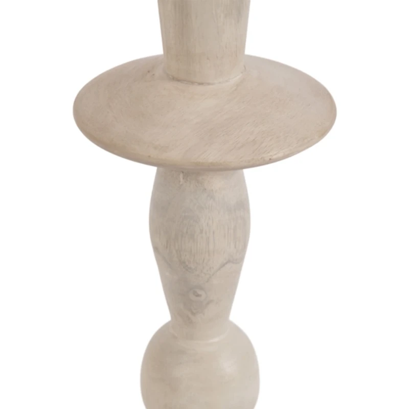 White Marble and Mango Wood Round Accent Table