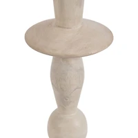 White Marble and Mango Wood Round Accent Table