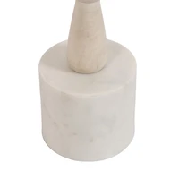 White Marble and Mango Wood Round Accent Table