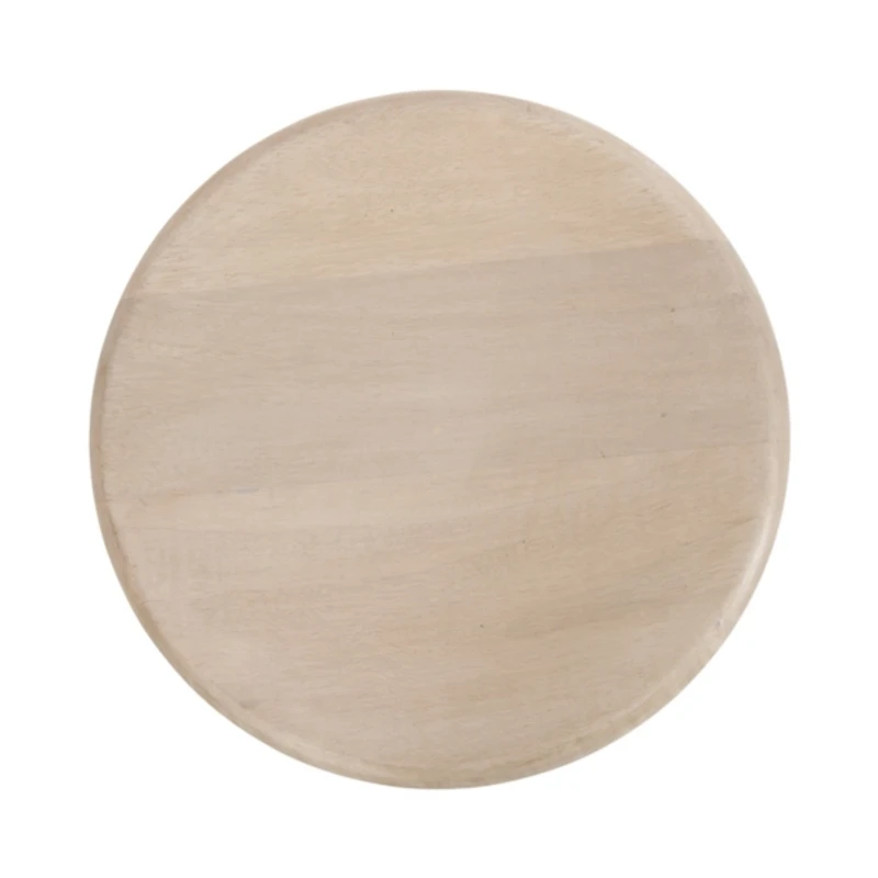 White Marble and Mango Wood Round Accent Table