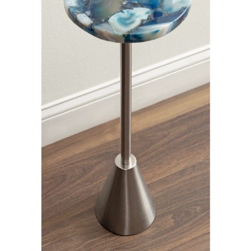 Maya Silver and Blue Agate Accent Table