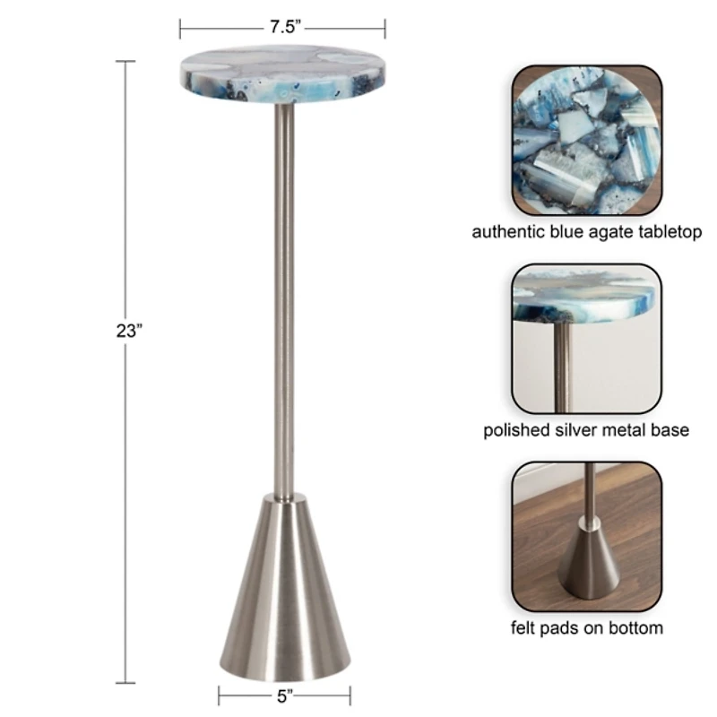 Maya Silver and Blue Agate Accent Table