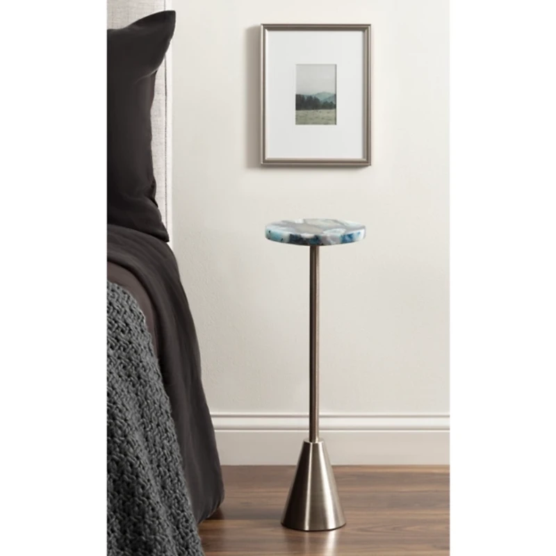 Maya Silver and Blue Agate Accent Table
