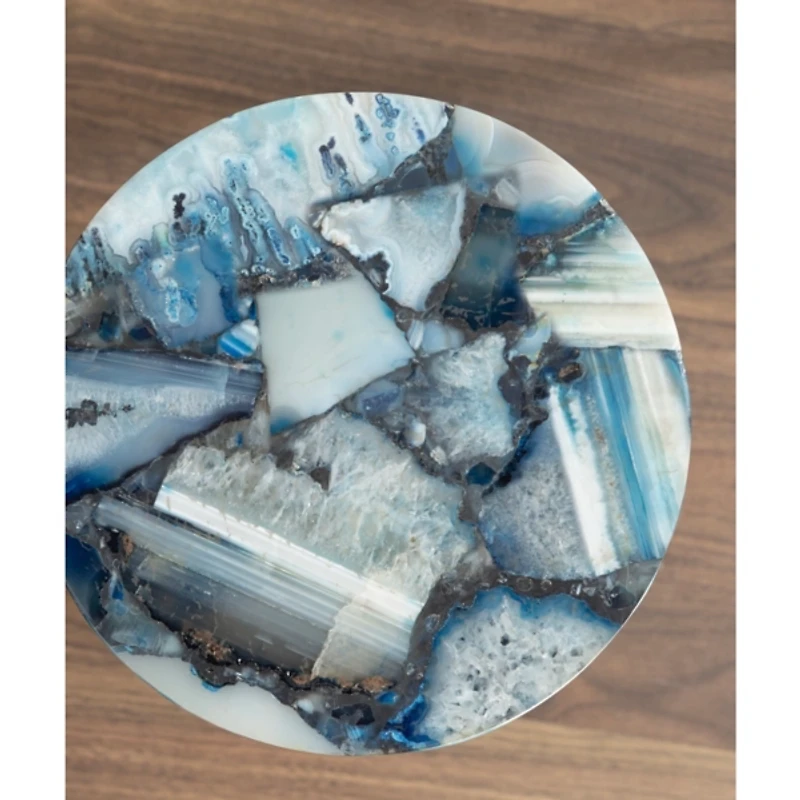 Maya Silver and Blue Agate Accent Table