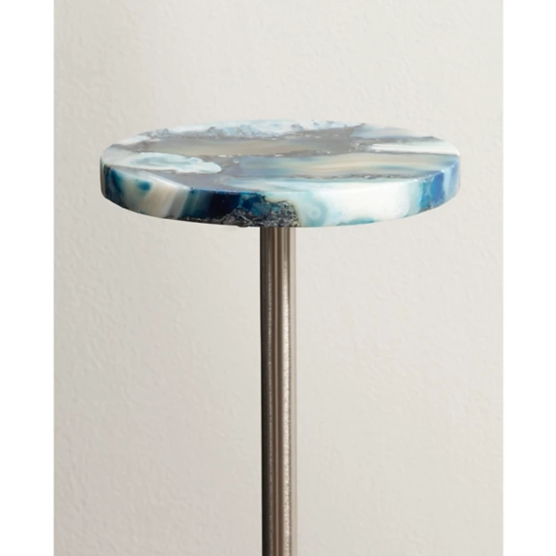 Maya Silver and Blue Agate Accent Table