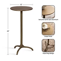 Brass Metal Tripod Accent Table