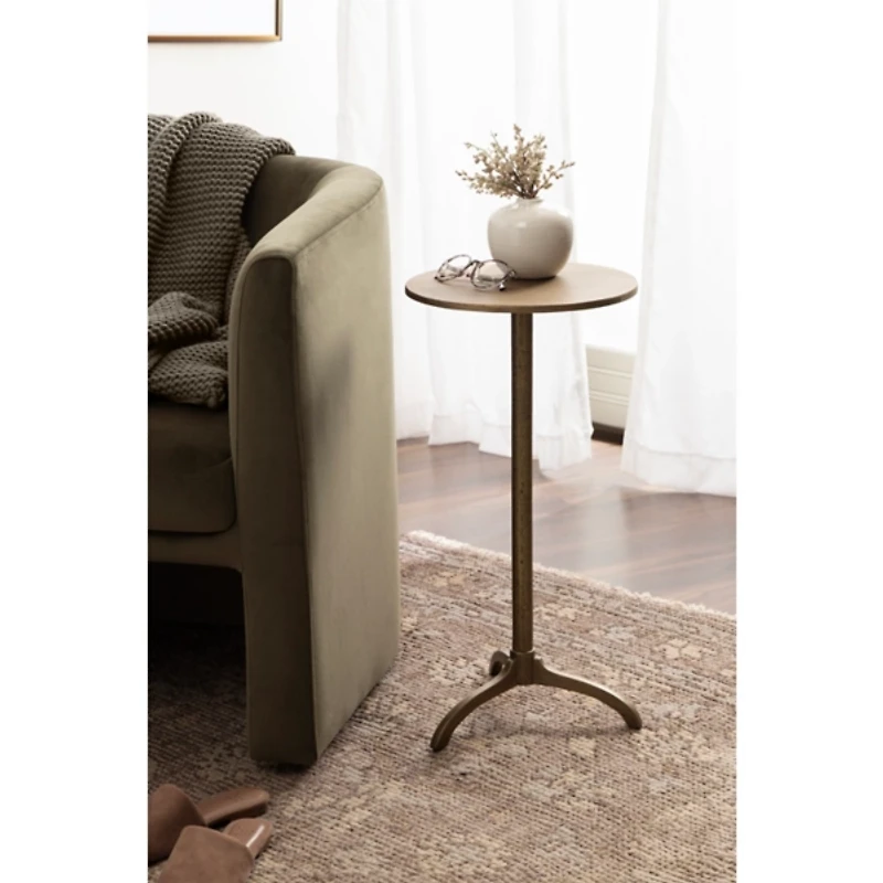 Brass Metal Tripod Accent Table