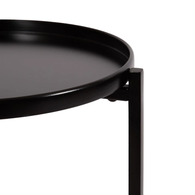 Round Black Metal Accent Tables, Set of 2