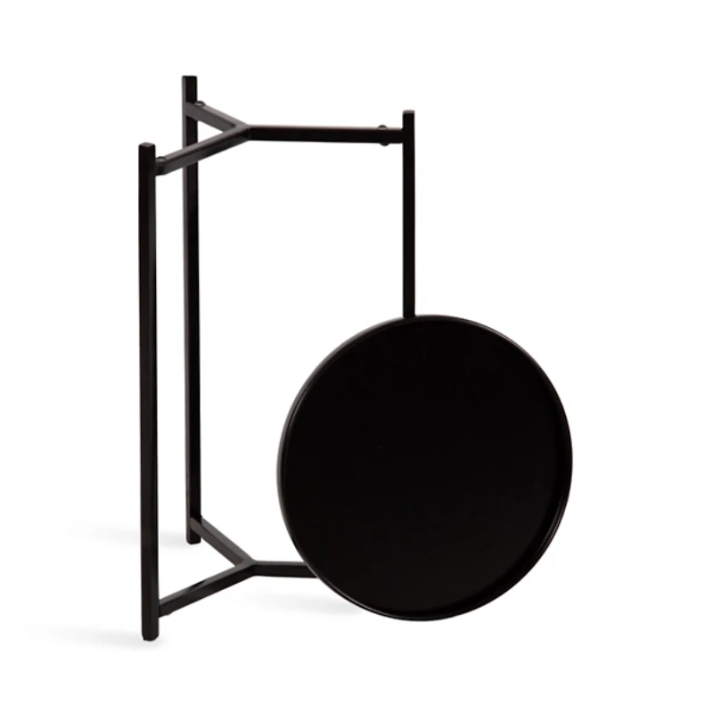 Round Black Metal Accent Tables, Set of 2