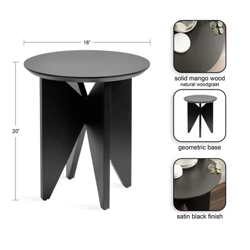 Kate and Laurel Black Mango Wood Accent Table